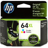 ~Brand New Original HP N9J91AN (64XL) INK / INKJET Cartridge Tri-Color