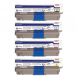 ~Brand New Original OKIDATA C532 / MC573 High Yield Laser Toner Cartridge Set Black Cyan Magenta Yellow
